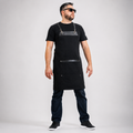 Black twill apron with synthetic details - Onza model